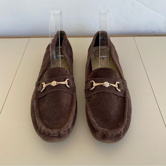 Isaac Mizrahi Live! Slip On Moccasins Shoes Brown Gold Women’s Size 6.5 - Picture 2 of 11